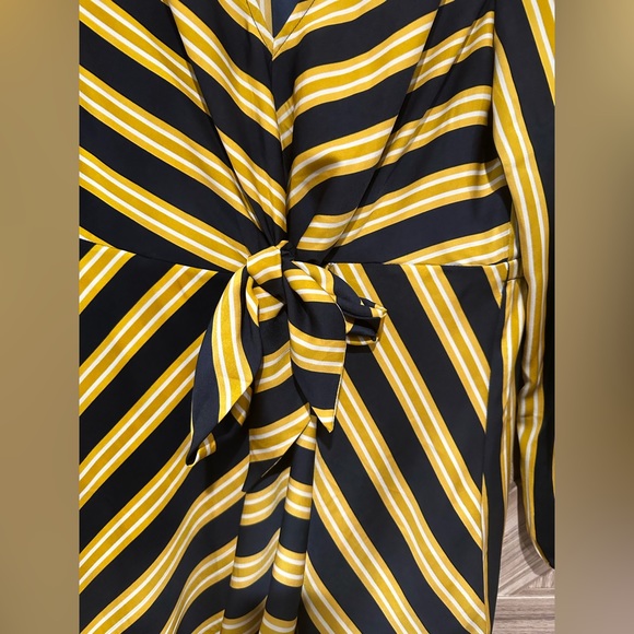 Striped Satin Tie Front Dress - Picture 2 of 5